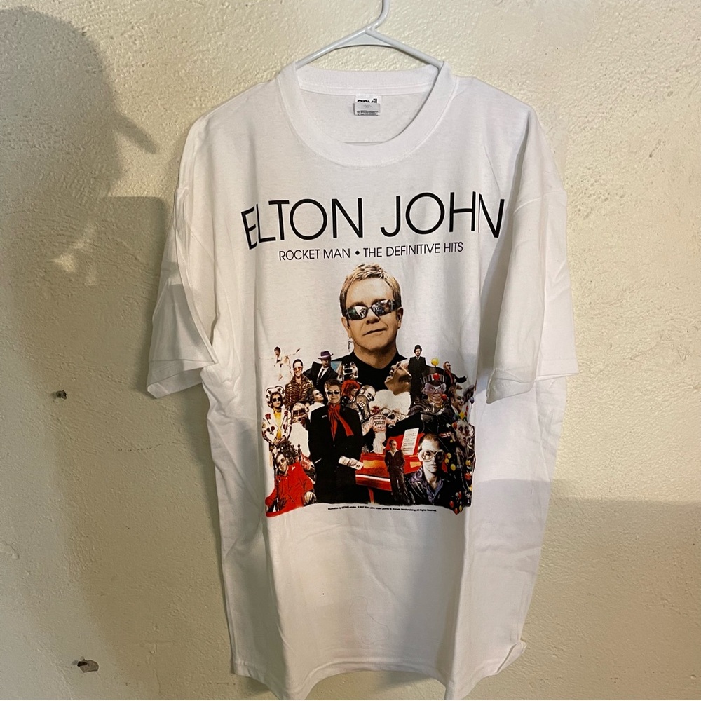 Band T-Shirt - ELTON JOHN - ROCKET MAN - White - XXL 2XL - Picture 1 of 1